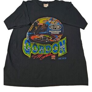 Jeff Gordon Vintage 1997 Dupont NASCAR Racing T-Shirt With Racing Helmet Sz XL